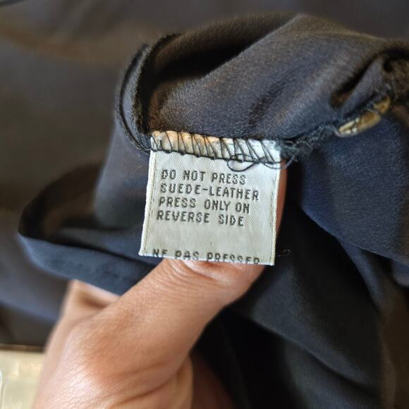 Vintage BOK HAUTE COUTURE Black Button Down Blouse Leather Trim (741) - Picture 16 of 16